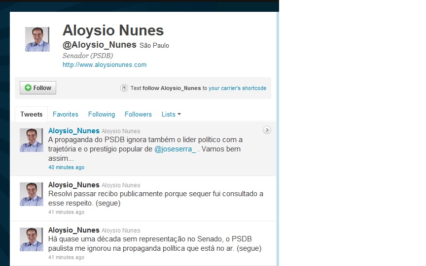 Aloysio Nunes dispara contra seu próprio partido no Twitter (Foto: divulgação)