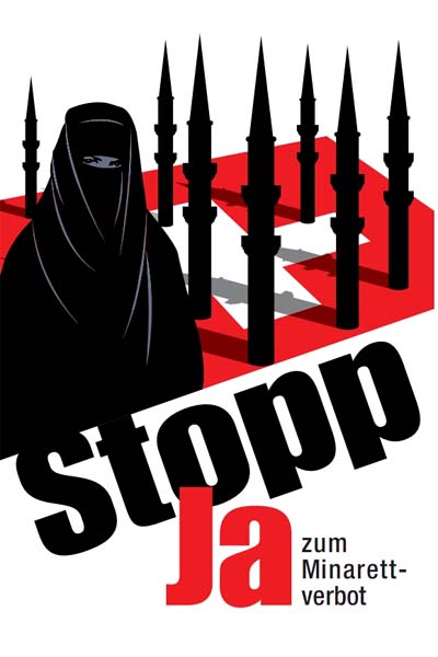 Cartaz da campanha contra os minaretes