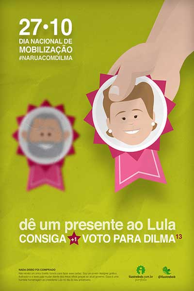 Ilustração "Dê um presente ao Lula, consiga +1 voto para Dilma" (Arte: Bruno O. Barros)